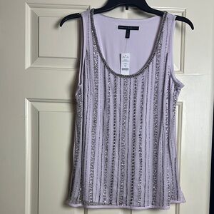 White House Black Market Lavender Beaded Tank Top